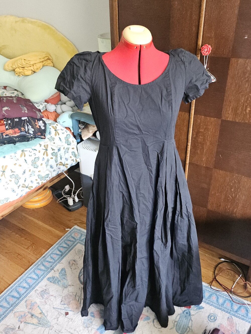 eshakti Classic Black Women's Fit And Flare Maxi Dress